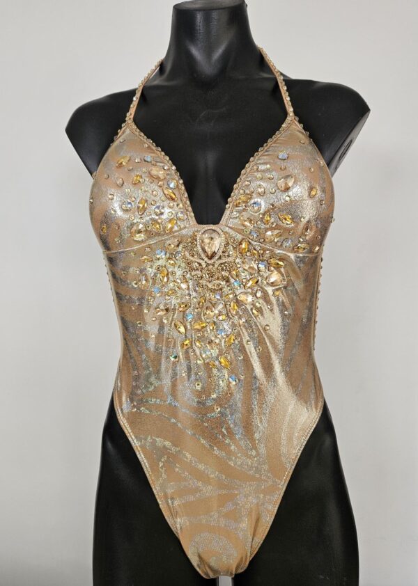 Printed foil Figure one-piece - crystal detail - Gold